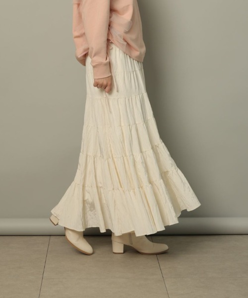 CADUNE（カデュネ）の「ティアードスカート（スカート・レディース・ブラウン/ピンク/レンガ/ホワイト・34/36/38）」の2枚目の写真