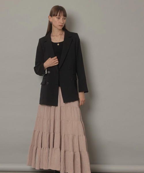 CADUNE（カデュネ）の「ティアードスカート（スカート・レディース・ブラウン/ピンク/レンガ/ホワイト・34/36/38）」の5枚目の写真