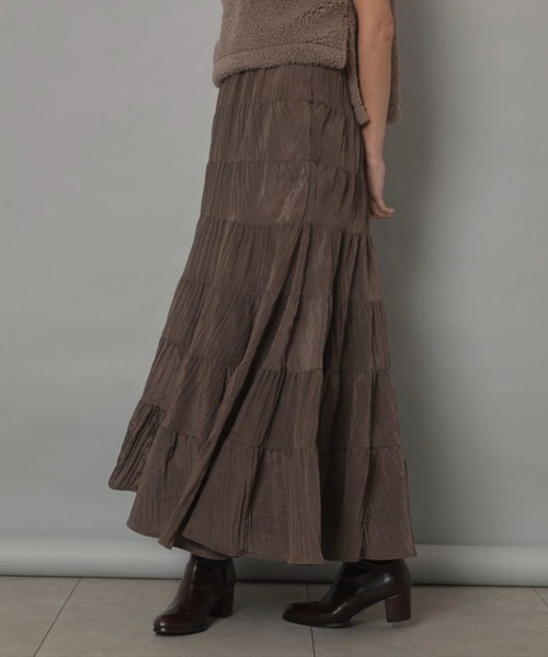 CADUNE（カデュネ）の「ティアードスカート（スカート・レディース・ブラウン/ピンク/レンガ/ホワイト・34/36/38）」の6枚目の写真