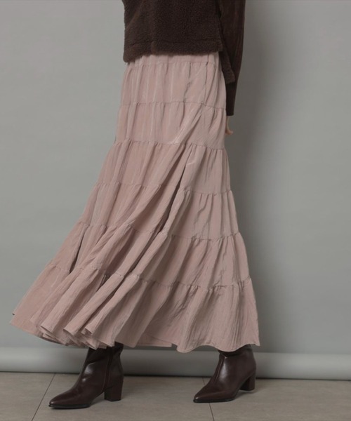 CADUNE（カデュネ）の「ティアードスカート（スカート・レディース・ブラウン/ピンク/レンガ/ホワイト・34/36/38）」の14枚目の写真