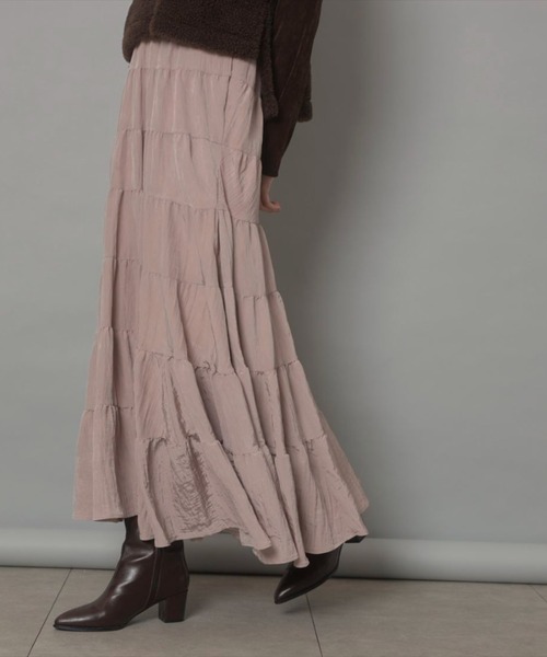 CADUNE（カデュネ）の「ティアードスカート（スカート・レディース・ブラウン/ピンク/レンガ/ホワイト・34/36/38）」の15枚目の写真