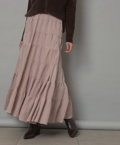 CADUNE（カデュネ）の「ティアードスカート（スカート・レディース・ブラウン/ピンク/レンガ/ホワイト・34/36/38）」の16枚目の写真