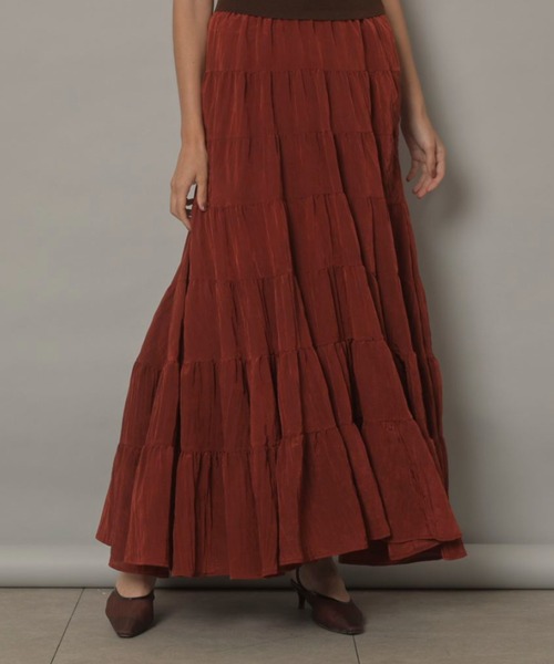 CADUNE（カデュネ）の「ティアードスカート（スカート・レディース・ブラウン/ピンク/レンガ/ホワイト・34/36/38）」の18枚目の写真