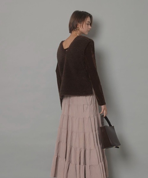 CADUNE（カデュネ）の「ティアードスカート（スカート・レディース・ブラウン/ピンク/レンガ/ホワイト・34/36/38）」の20枚目の写真