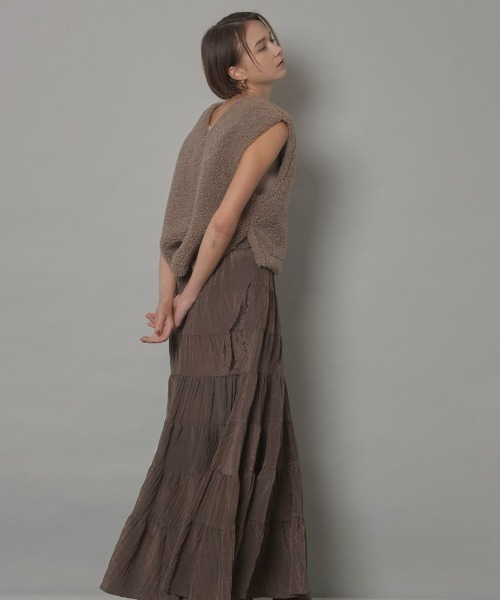 CADUNE（カデュネ）の「ティアードスカート（スカート・レディース・ブラウン/ピンク/レンガ/ホワイト・34/36/38）」の22枚目の写真