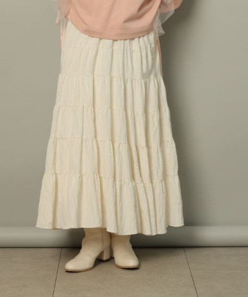 CADUNE（カデュネ）の「ティアードスカート（スカート・レディース・ブラウン/ピンク/レンガ/ホワイト・34/36/38）」の11枚目の写真