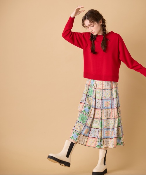 Jolly Poupee（ジョリープッペ）の「【22fabric】ハンカチコレクター/ スカート（スカート・レディース・ネイビー・38/42/46）」の3枚目の写真