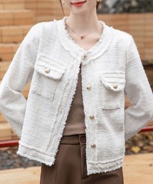 Riff（リフ）の「ツイードジャケット（ノーカラージャケット）」