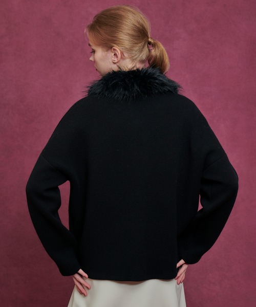 LOULOU WILLOUGHBY(ルルウィルビー)の「【LOULOU WILLOUGHBY】ファー衿ニットショートコート(ステンカラーコート・レディース・ブラック/ベージュ・2)」の22枚目の写真
