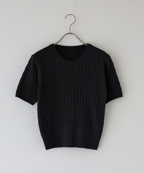 J by blue(ジェイバイブルー)の「カシミヤ混ケーブルニット(ニット/セーター・レディース・ベージュ/チャコールグレー/ブラック・MEDIUM)」の9枚目の写真