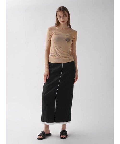 :ETHROF（イーサオブ）の「TATTO PRINT SHEER TOPS（Tシャツ/カットソー・レディース・ブラック/ベージュ・MEDIUM）」の9枚目の写真