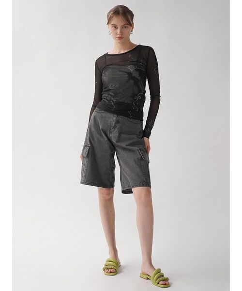 :ETHROF（イーサオブ）の「TATTO PRINT SHEER TOPS（Tシャツ/カットソー・レディース・ブラック/ベージュ・MEDIUM）」の12枚目の写真