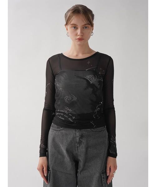 :ETHROF（イーサオブ）の「TATTO PRINT SHEER TOPS（Tシャツ/カットソー・レディース・ブラック/ベージュ・MEDIUM）」の13枚目の写真