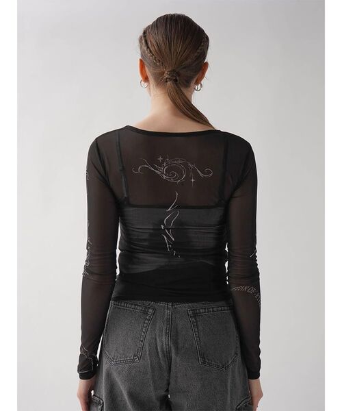 :ETHROF（イーサオブ）の「TATTO PRINT SHEER TOPS（Tシャツ/カットソー・レディース・ブラック/ベージュ・MEDIUM）」の15枚目の写真
