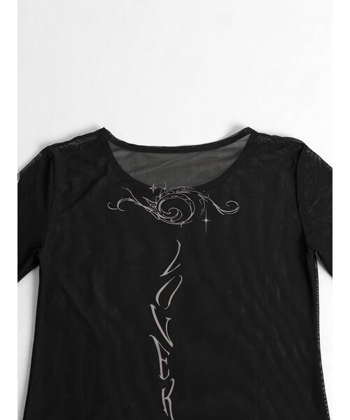 :ETHROF（イーサオブ）の「TATTO PRINT SHEER TOPS（Tシャツ/カットソー・レディース・ブラック/ベージュ・MEDIUM）」の19枚目の写真