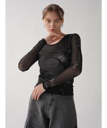 :ETHROF（イーサオブ）の「TATTO PRINT SHEER TOPS（Tシャツ/カットソー）」