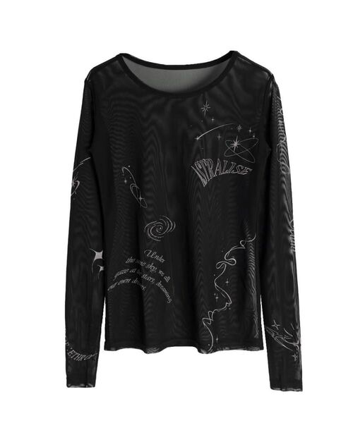 :ETHROF（イーサオブ）の「TATTO PRINT SHEER TOPS（Tシャツ/カットソー・レディース・ブラック/ベージュ・MEDIUM）」の17枚目の写真