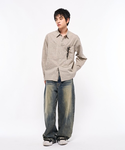 Elanque（エランク）の「plaid shirts/プレイドシャツ（シャツ/ブラウス・メンズ・ブラック/アイボリー・SMALL/MEDIUM/LARGE）」の10枚目の写真