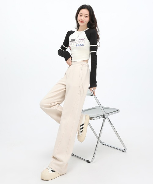 HANDO(ハンド)の「カジュアルだけどキレイ見え。ハイウエスト ワイド リボン ウエストゴム スウェット パンツ オフィスカジュアル きれいめカジュアル レディース韓国(スウェットパンツ・レディース・アイボリー/ブラック/ベージュ/グレー・S/M/L/XL/XXL)」の13枚目の写真