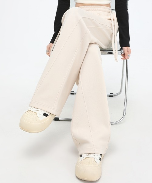 HANDO(ハンド)の「カジュアルだけどキレイ見え。ハイウエスト ワイド リボン ウエストゴム スウェット パンツ オフィスカジュアル きれいめカジュアル レディース韓国(スウェットパンツ・レディース・アイボリー/ブラック/ベージュ/グレー・S/M/L/XL/XXL)」の16枚目の写真