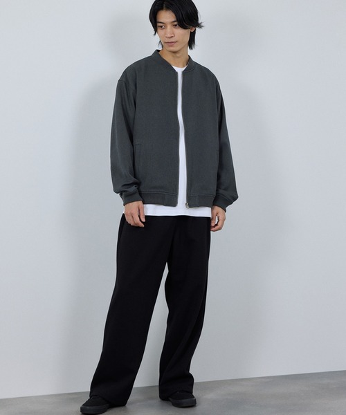 URBAN COLLECTION（アーバンコレクション）の「URBAN COLLECTION ラクウールリブジャケット（ブルゾン・メンズ・チャコールグレー/ブラック・S/M/L/XL）」の14枚目の写真