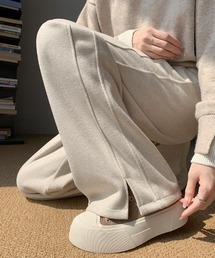 裾スリットデザインスエットパンツ