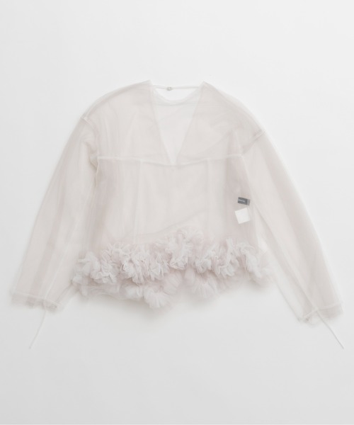 MAISON SPECIAL（メゾンスペシャル）の「2way Flower Hem Tulle Top/2wayフラワーヘムチュールトップス（シャツ/ブラウス・レディース・ブルー/ホワイト/ブラック・FREE）」の2枚目の写真