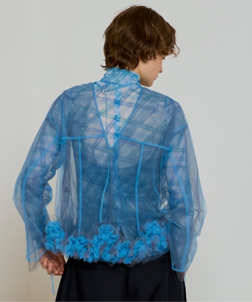 MAISON SPECIAL（メゾンスペシャル）の「2way Flower Hem Tulle Top/2wayフラワーヘムチュールトップス（シャツ/ブラウス・レディース・ブルー/ホワイト/ブラック・FREE）」の5枚目の写真