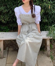 チェック チェックサロペット チェック柄」に該当するつなぎ