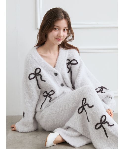 セール】リボンフェザーカーディガン（ルームウェア/パジャマ