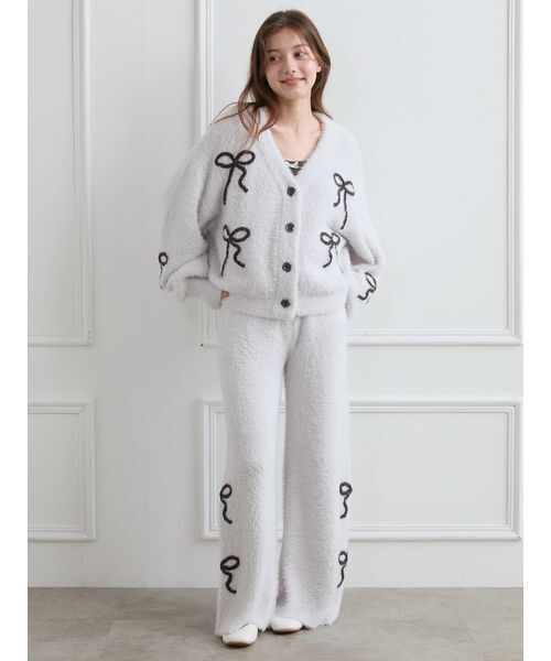 リボンフェザーカーディガン(ルームウェア/パジャマ)|gelato pique リボンフェザーカーディガン(ルームウェア/パジャマ)|gelato pique