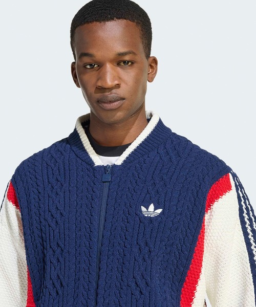 adidas(アディダス)の「adidas/アディダス ORI WICONS CARDIGAN スリーストライプ トレフォイルロゴ カーディガン(カーディガン/ボレロ・メンズ・インディゴブルー/レッド/ブラック・XS/L/M/S)」の5枚目の写真