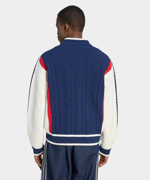 adidas(アディダス)の「adidas/アディダス ORI WICONS CARDIGAN スリーストライプ トレフォイルロゴ カーディガン(カーディガン/ボレロ・メンズ・インディゴブルー/レッド/ブラック・XS/L/M/S)」の7枚目の写真