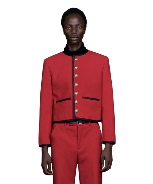 GalaabenD(ガラアーベント)の「No Collar Cropped Bellboy JK(テーラードジャケット・メンズ・レッド・46)」の1枚目の写真