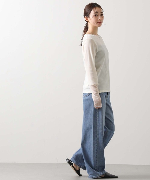 Gready Brilliant(グレディブリリアン)の「ベロア袖チュールボートネックカットソー(Tシャツ/カットソー・レディース・グレー/キャメル/ブラック/アイボリー・FREE)」の6枚目の写真