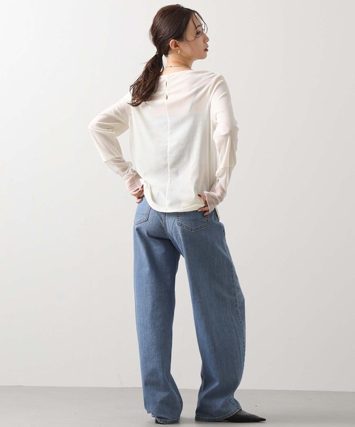 Gready Brilliant(グレディブリリアン)の「ベロア袖チュールボートネックカットソー(Tシャツ/カットソー・レディース・グレー/キャメル/ブラック/アイボリー・FREE)」の7枚目の写真