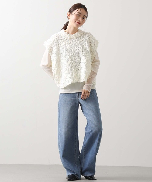 Gready Brilliant(グレディブリリアン)の「ベロア袖チュールボートネックカットソー(Tシャツ/カットソー・レディース・グレー/キャメル/ブラック/アイボリー・FREE)」の13枚目の写真