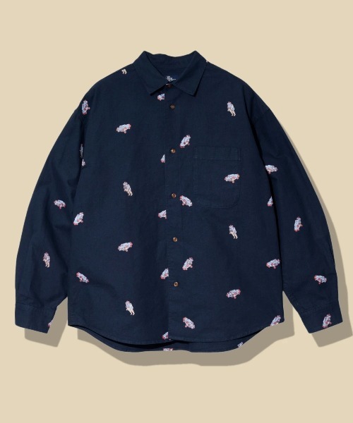 go slow caravan(ゴースローキャラバン)の「オックス 総柄プリント R/Gシャツ(シャツ/ブラウス・メンズ・ホワイト/ホワイト系その他2/ブルー/ネイビー・MEDIUM/LARGE/X-LARGE/SMALL)」の3枚目の写真