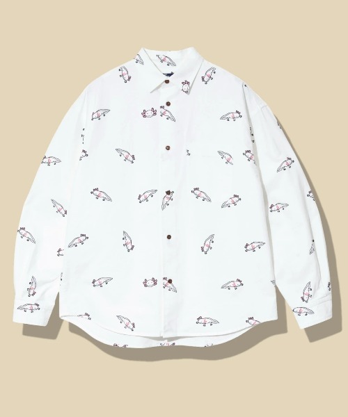 go slow caravan(ゴースローキャラバン)の「オックス 総柄プリント R/Gシャツ(シャツ/ブラウス・メンズ・ホワイト/ホワイト系その他2/ブルー/ネイビー・MEDIUM/LARGE/X-LARGE/SMALL)」の2枚目の写真