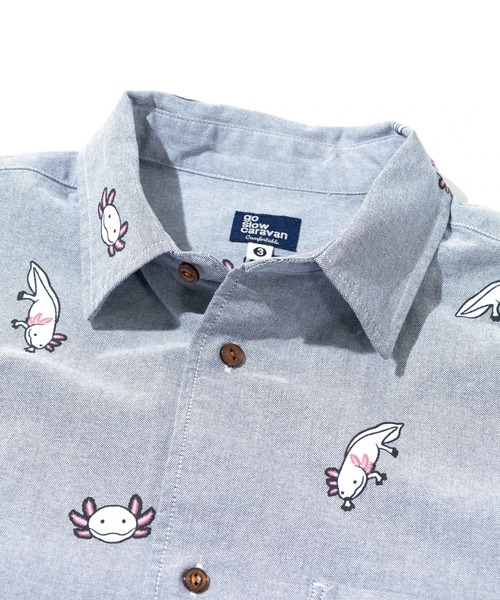 go slow caravan(ゴースローキャラバン)の「オックス 総柄プリント R/Gシャツ(シャツ/ブラウス・メンズ・ホワイト/ホワイト系その他2/ブルー/ネイビー・MEDIUM/LARGE/X-LARGE/SMALL)」の5枚目の写真