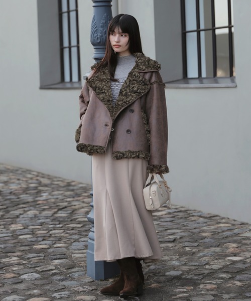 VIS（ビス）の「フェイクムートンジャケット（ブルゾン・レディース・ブラウン/キャメル・FREE）」の12枚目の写真