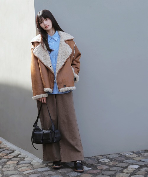 VIS（ビス）の「フェイクムートンジャケット（ブルゾン・レディース・ブラウン/キャメル・FREE）」の7枚目の写真