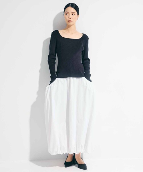 STUDIOUS（ステュディオス）の「【STUDIOUS/ステュディオス】SQUARE RIB KNIT/スクエアリブニットトップス（ニット/セーター・レディース・ダークグレー/ホワイト・FREE）」の8枚目の写真