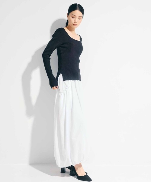 STUDIOUS（ステュディオス）の「【STUDIOUS/ステュディオス】SQUARE RIB KNIT/スクエアリブニットトップス（ニット/セーター・レディース・ダークグレー/ホワイト・FREE）」の7枚目の写真