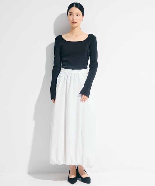 STUDIOUS（ステュディオス）の「【STUDIOUS/ステュディオス】SQUARE RIB KNIT/スクエアリブニットトップス（ニット/セーター・レディース・ダークグレー/ホワイト・FREE）」の5枚目の写真