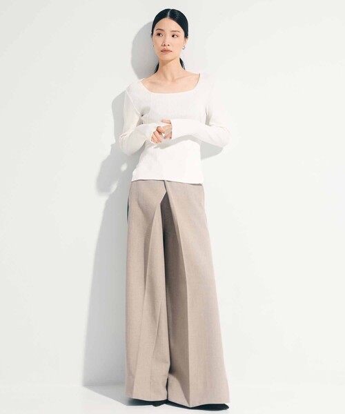 STUDIOUS（ステュディオス）の「【STUDIOUS/ステュディオス】SQUARE RIB KNIT/スクエアリブニットトップス（ニット/セーター・レディース・ダークグレー/ホワイト・FREE）」の21枚目の写真