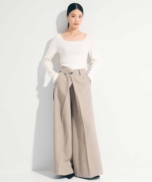 STUDIOUS（ステュディオス）の「【STUDIOUS/ステュディオス】SQUARE RIB KNIT/スクエアリブニットトップス（ニット/セーター・レディース・ダークグレー/ホワイト・FREE）」の20枚目の写真