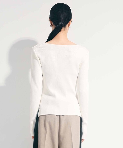 STUDIOUS（ステュディオス）の「【STUDIOUS/ステュディオス】SQUARE RIB KNIT/スクエアリブニットトップス（ニット/セーター・レディース・ダークグレー/ホワイト・FREE）」の13枚目の写真
