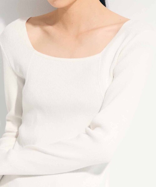 STUDIOUS（ステュディオス）の「【STUDIOUS/ステュディオス】SQUARE RIB KNIT/スクエアリブニットトップス（ニット/セーター・レディース・ダークグレー/ホワイト・FREE）」の12枚目の写真