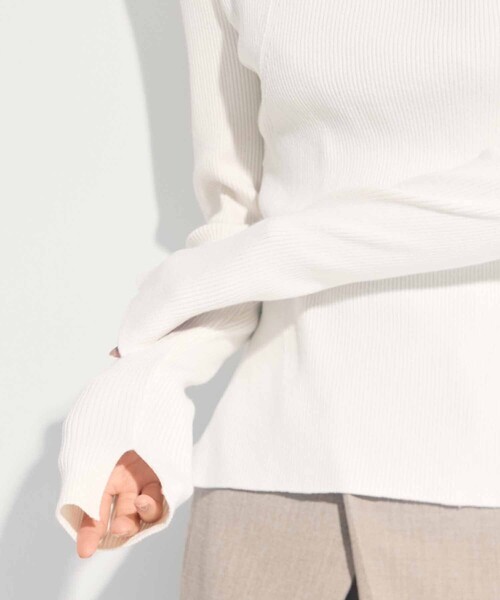 STUDIOUS（ステュディオス）の「【STUDIOUS/ステュディオス】SQUARE RIB KNIT/スクエアリブニットトップス（ニット/セーター・レディース・ダークグレー/ホワイト・FREE）」の9枚目の写真